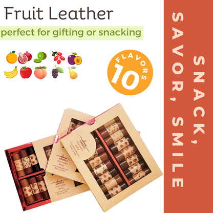 16-Pack Mixed Fruit Leather (Lavashak) Rolls - Assorted Natural Snack Variety, 10 Flavors